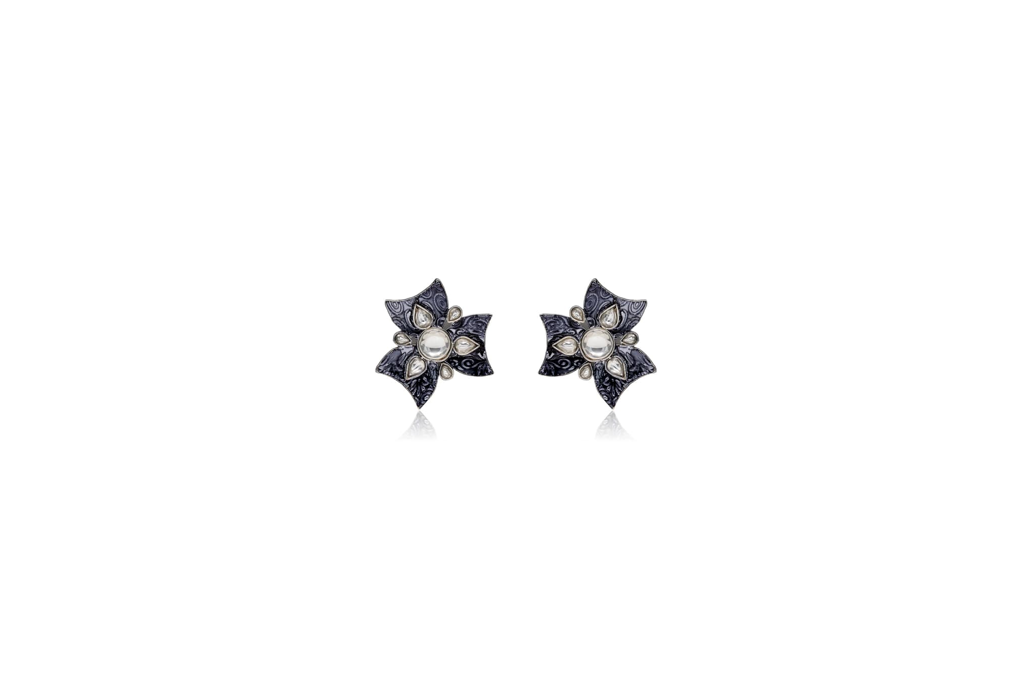 Dark orchid silver stud earrings – handcrafted silver EARRINGS
