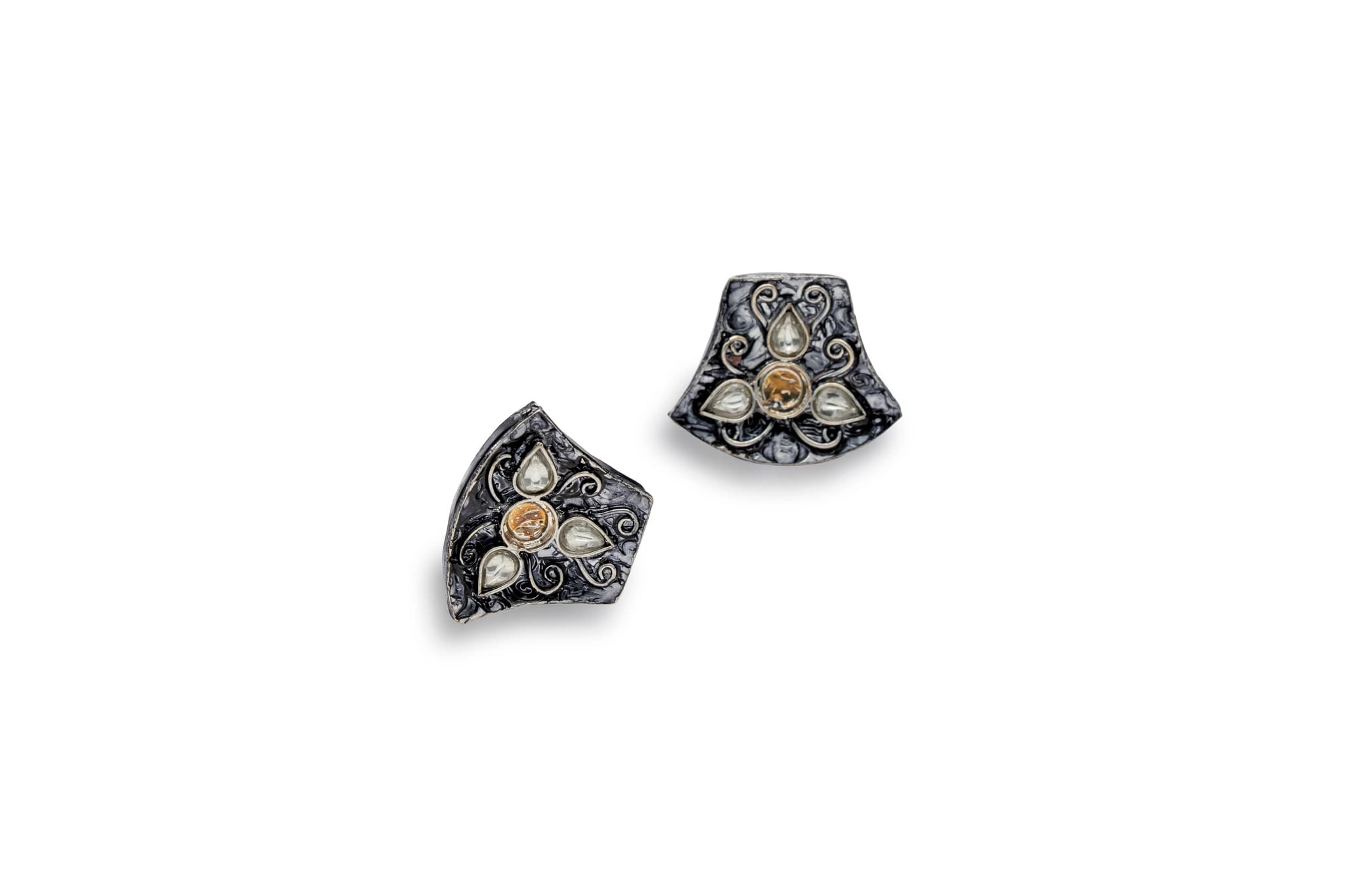 Iris silver stud earrings – handcrafted silver EARRINGS (alternate view)
