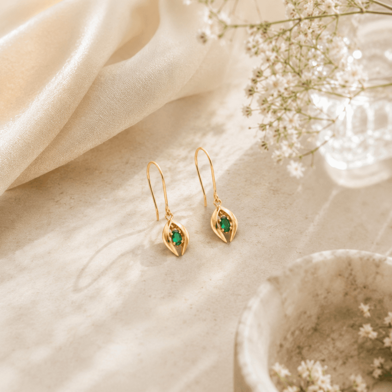 Subtle spark silver earrings – handcrafted silver EARRINGS (alternate view)