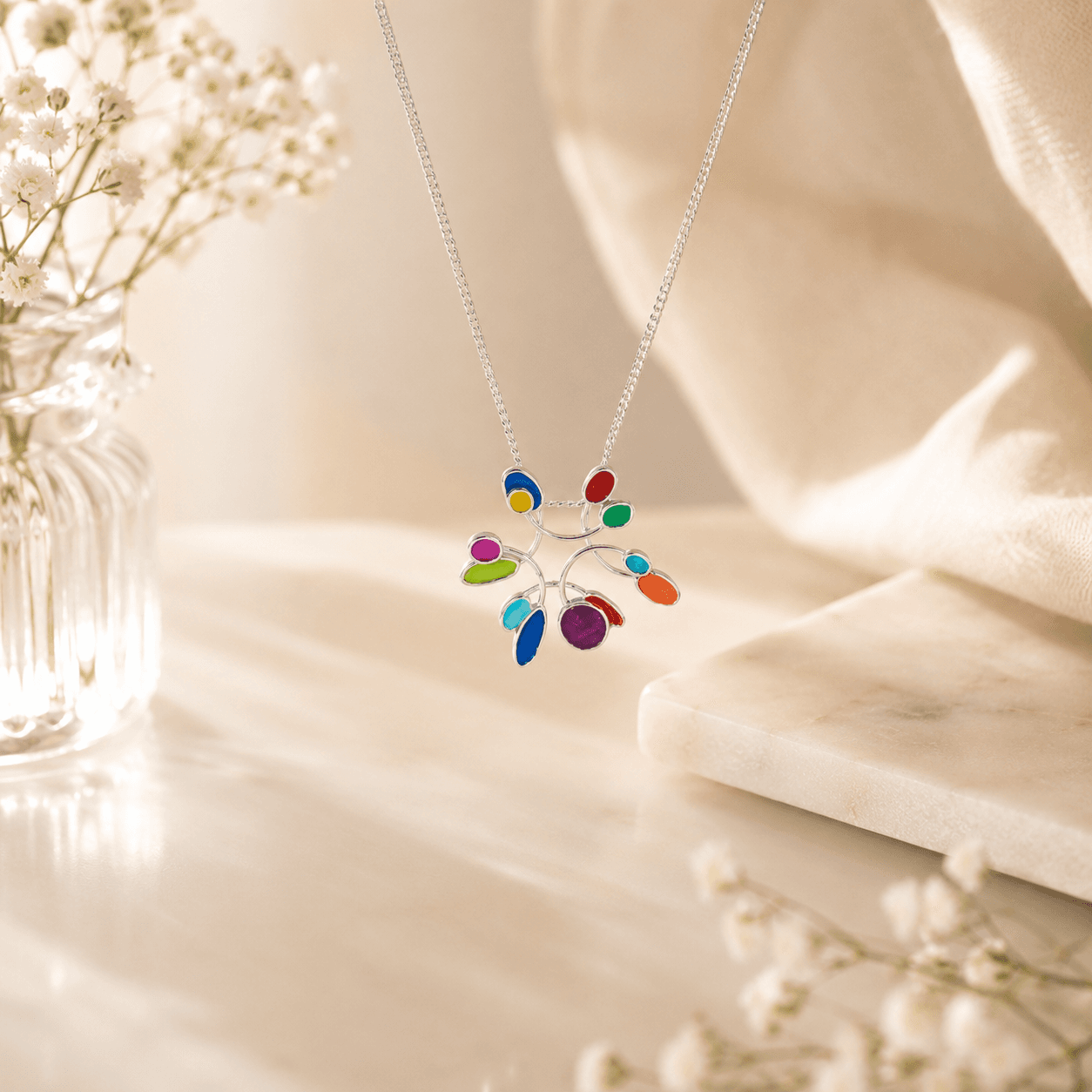 Rangoli silver pendant – handcrafted silver PENDANTS (alternate view)