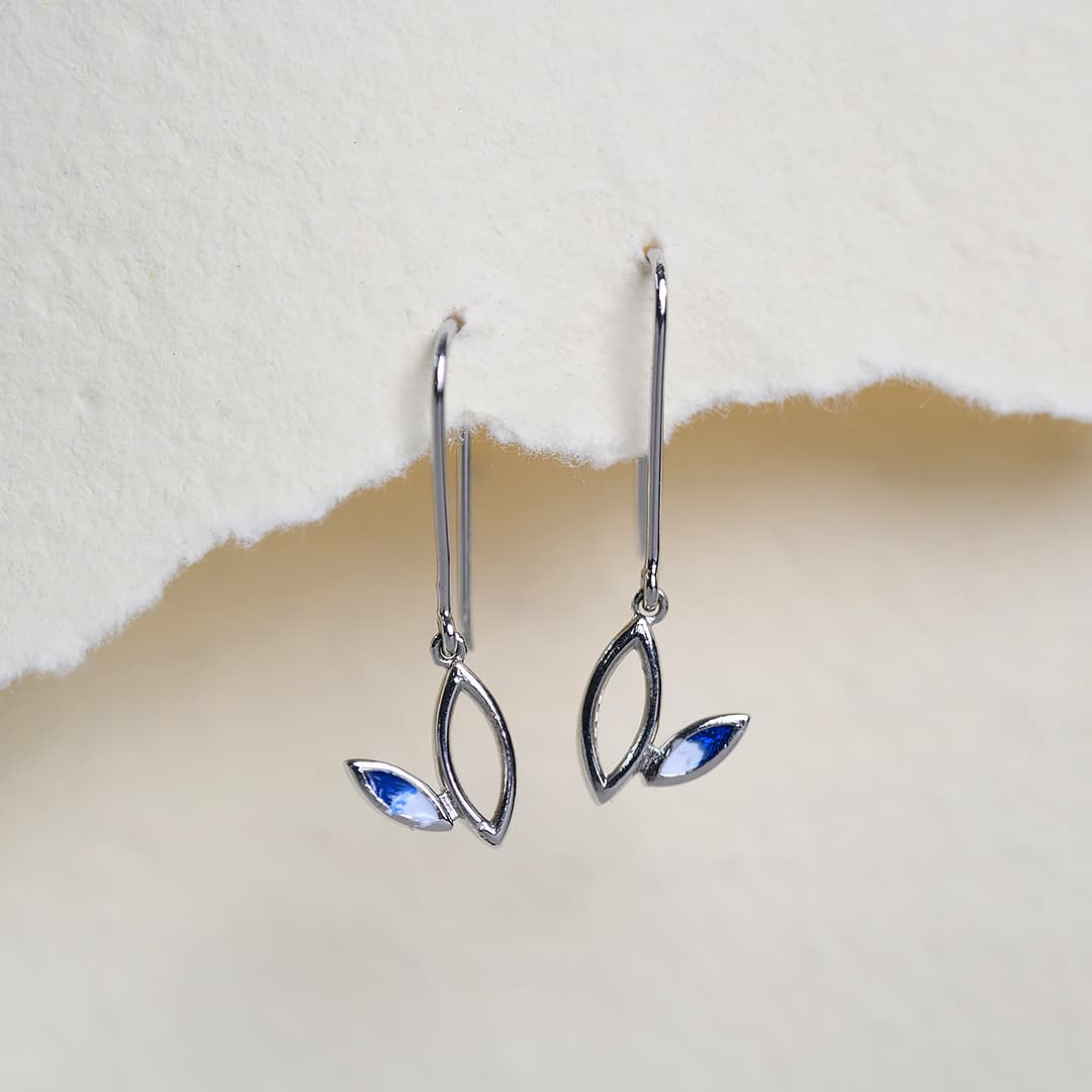 Contemporary silver leaf drop earrings – handcrafted silver EARRINGS