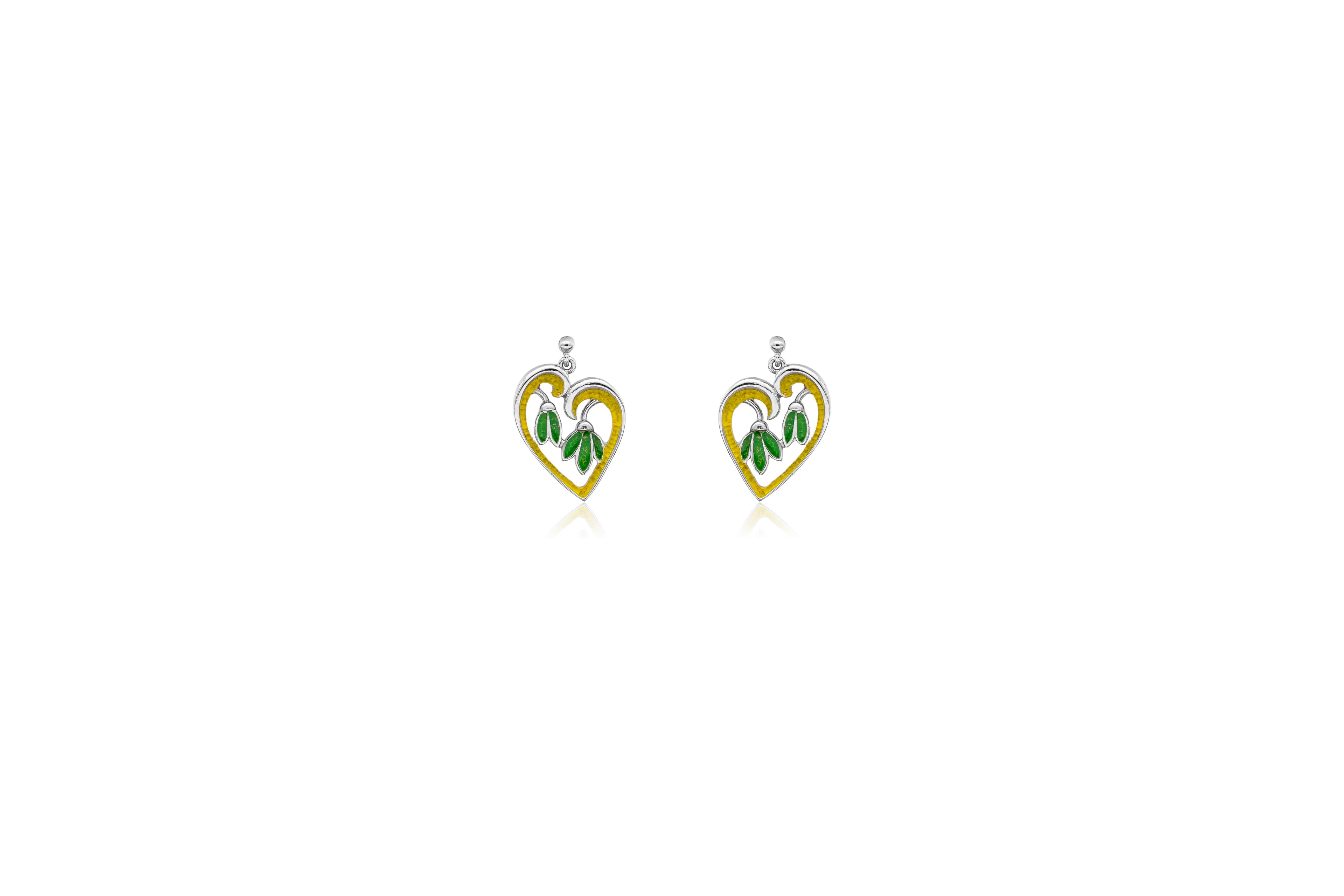 LEAF DROP HEART SILVER EARRINGS