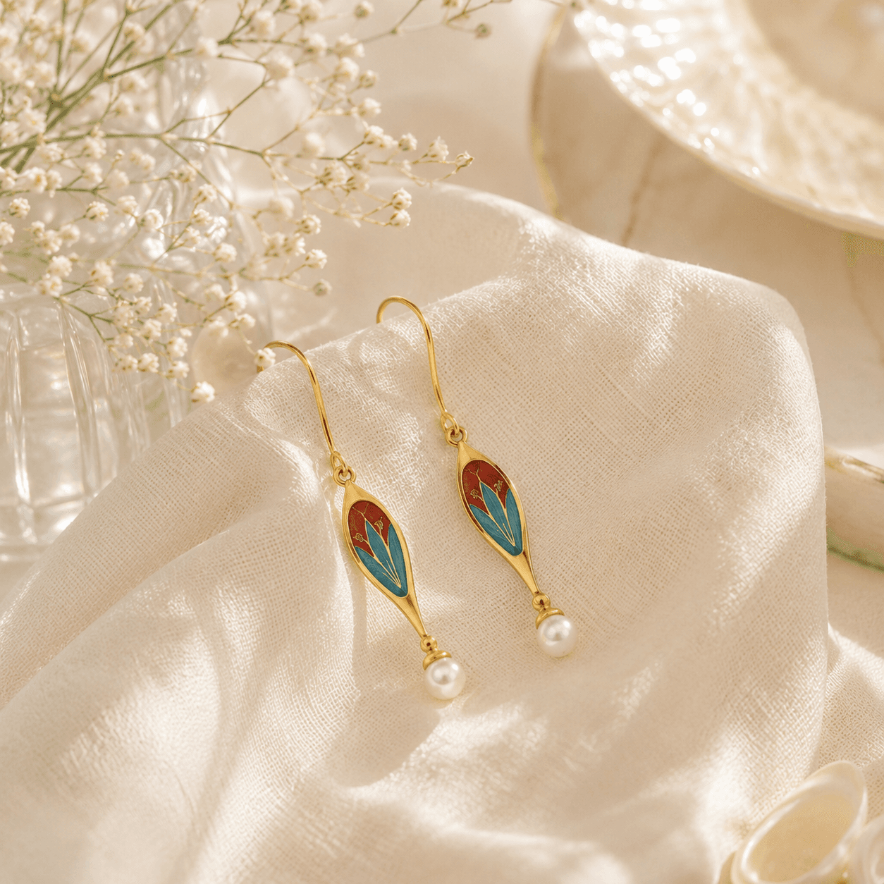 Enamel echo silver earrings – handcrafted silver EARRINGS (alternate view)