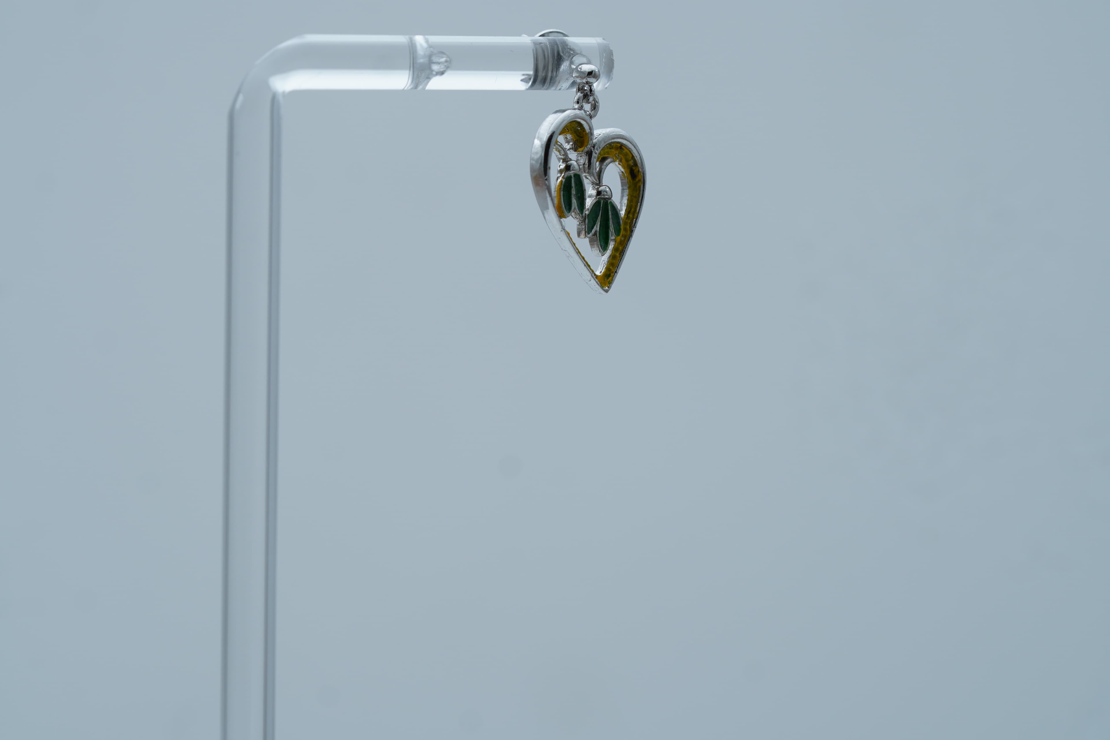 LEAF DROP HEART SILVER EARRINGS