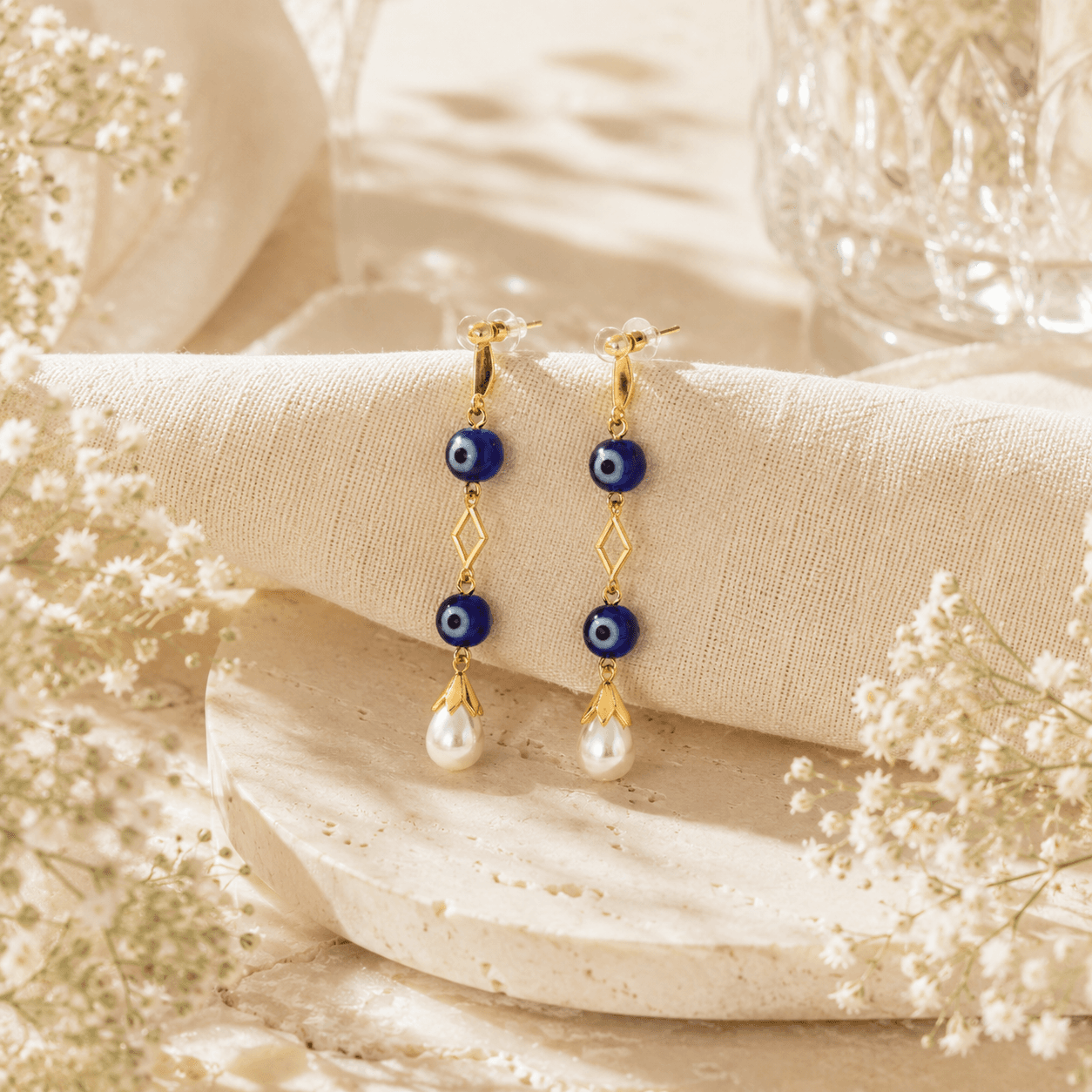 Evil eye ward silver earrings – handcrafted silver EARRINGS (alternate view)