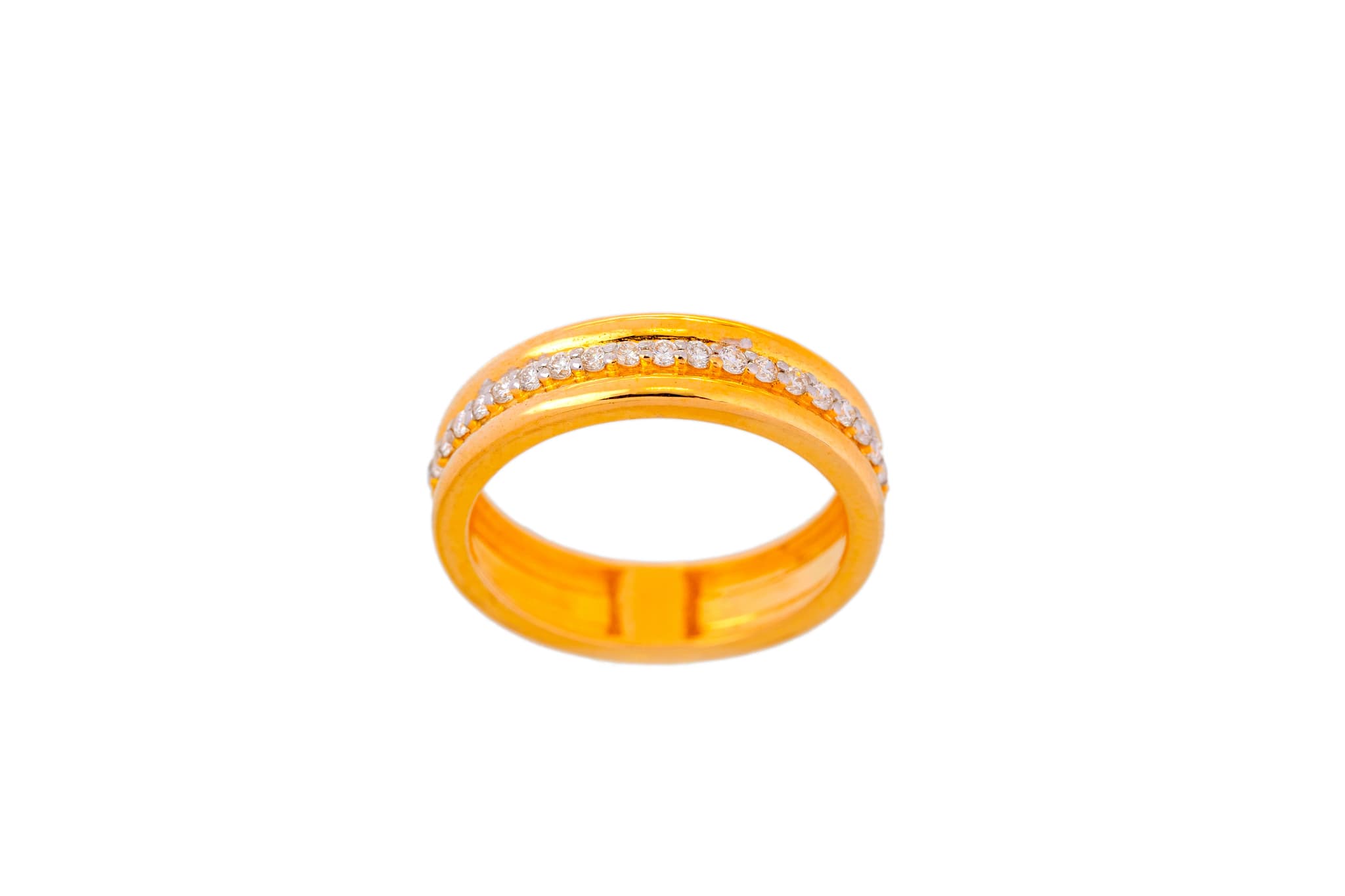Diamond studded band ring (18k with natural diamonds) – handcrafted gold RINGS