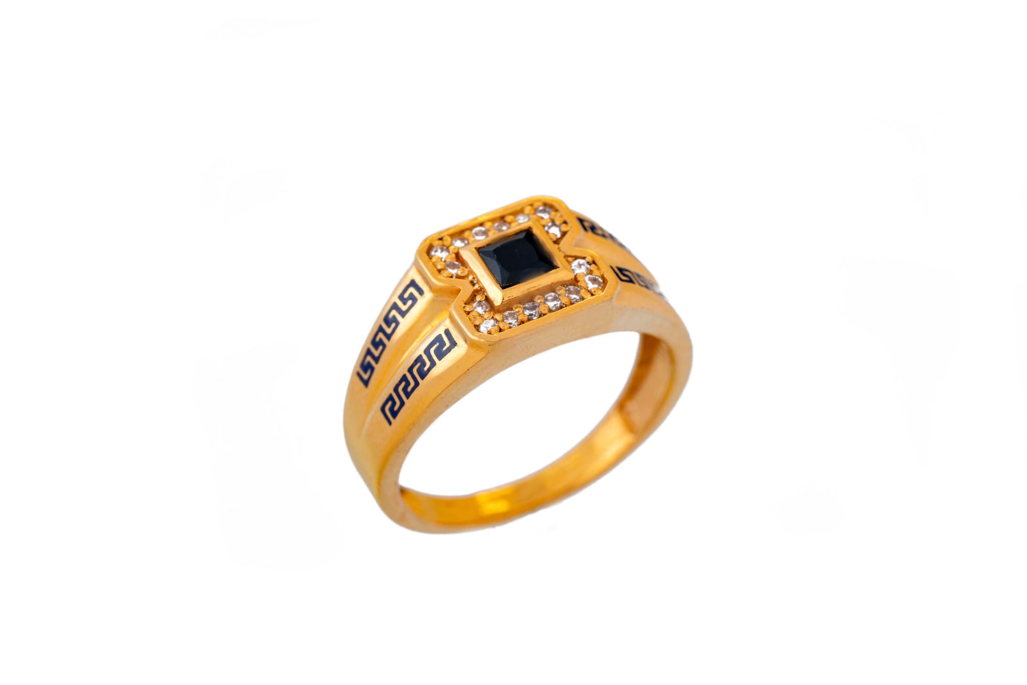 Black tourmaline gold men's ring – handcrafted gold RINGS (alternate view)