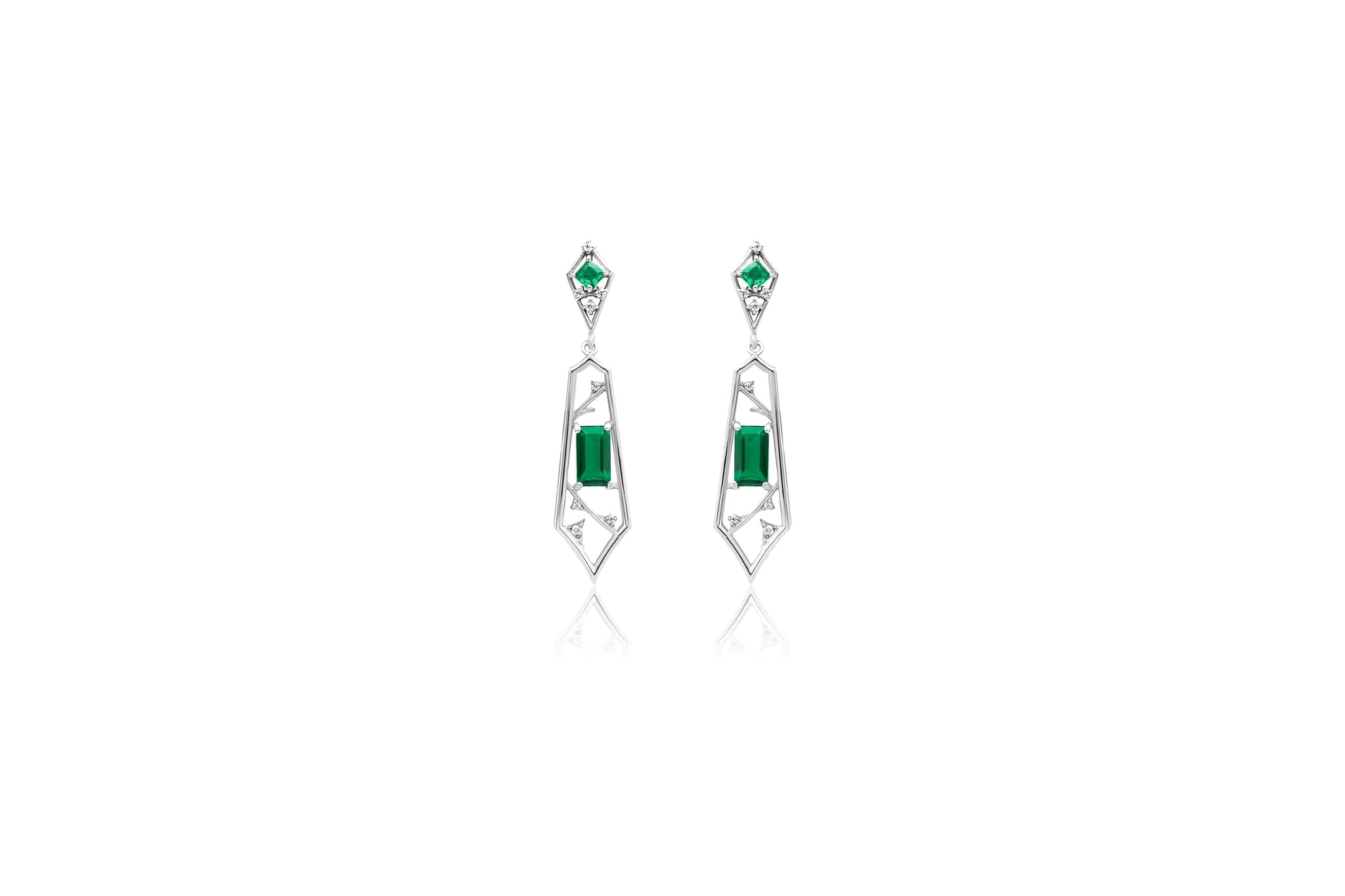 Green enigma gold earrings (18k with natural diamonds) – handcrafted gold EARRINGS