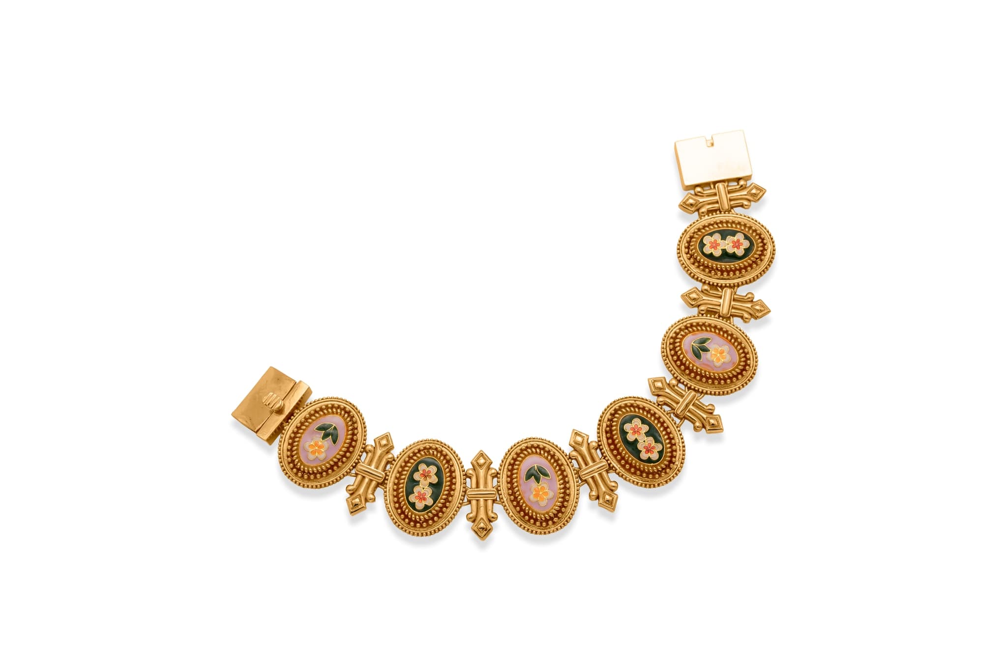 Enchanted floral mosaic gold bracelet – handcrafted gold Bangles & Bracelets (alternate view)