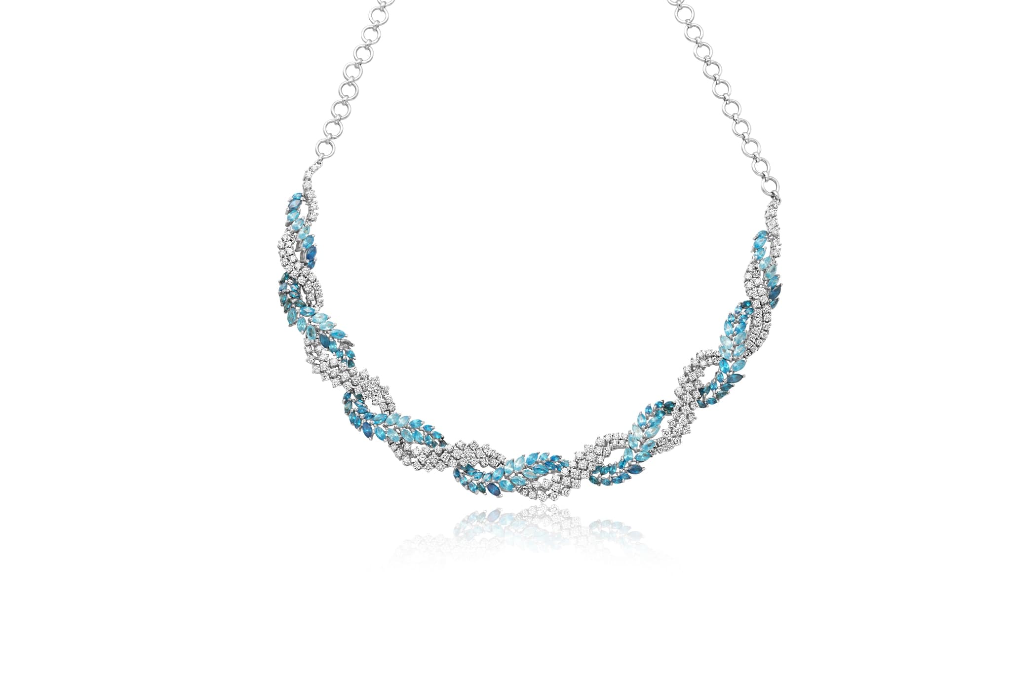 Vibrant topaz and diamond necklace set (18k with natural diamonds) – handcrafted gold NECKLACE SETS