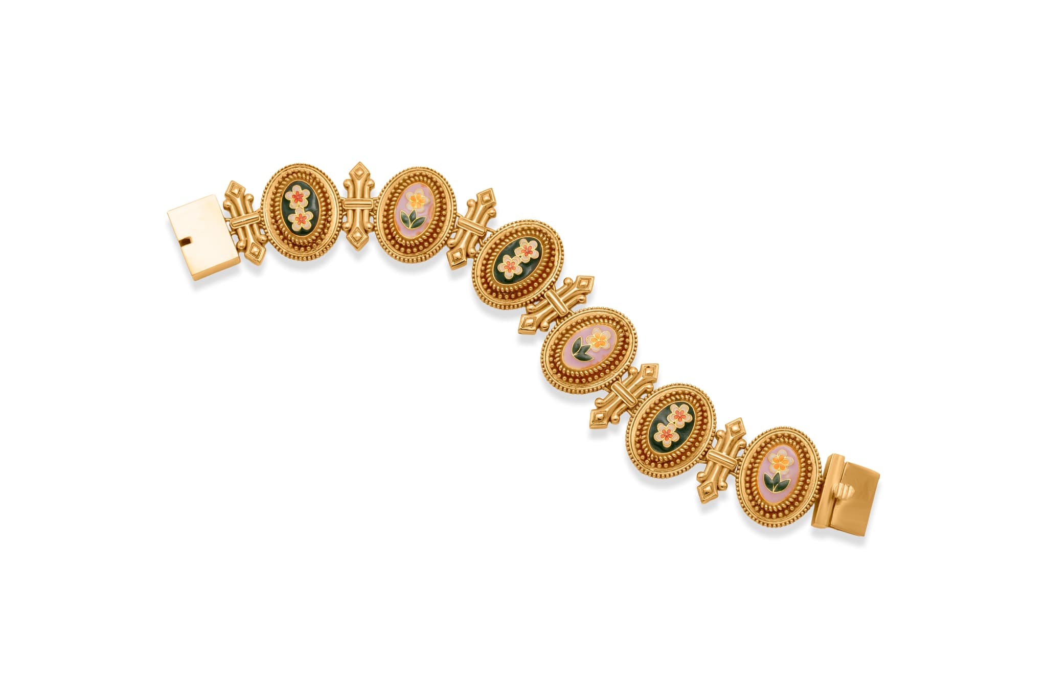 Enchanted floral mosaic gold bracelet – handcrafted gold Bangles & Bracelets