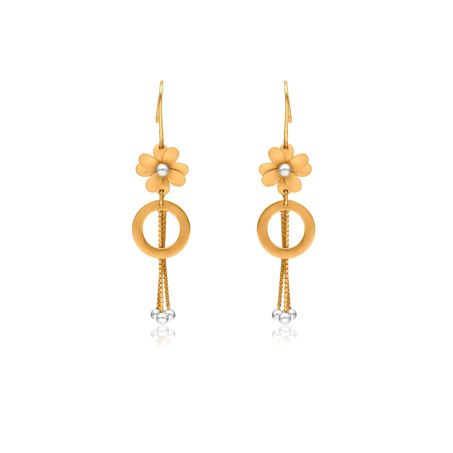 Floral orbit gold earrings – handcrafted gold EARRINGS (alternate view)