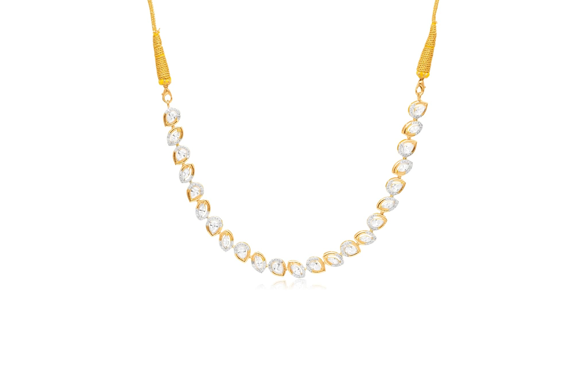 Teardrop symphony diamond necklace (18k with natural diamonds) – handcrafted gold Necklaces