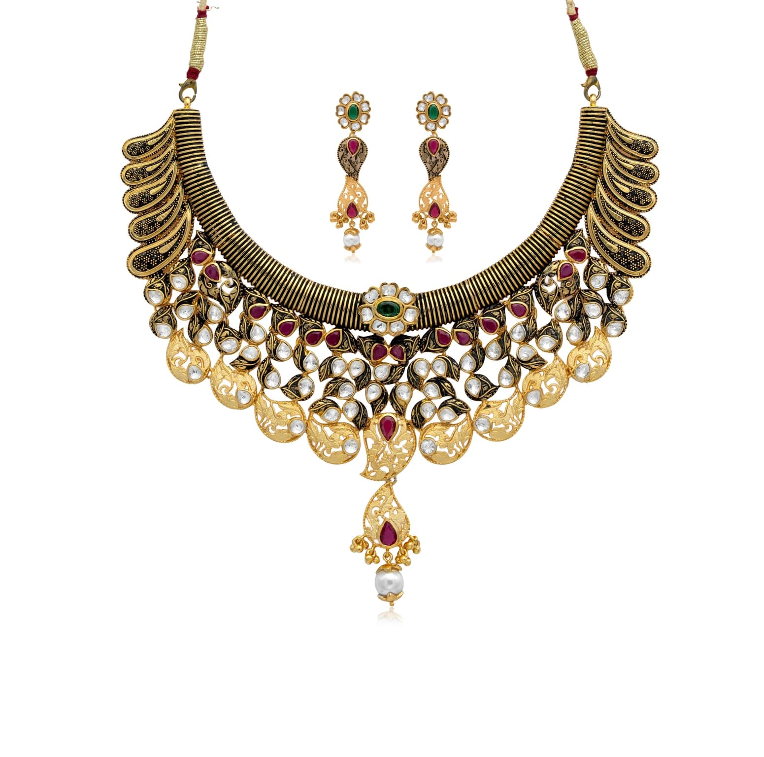 Jewel cascade gold necklace set – handcrafted gold NECKLACE SETS