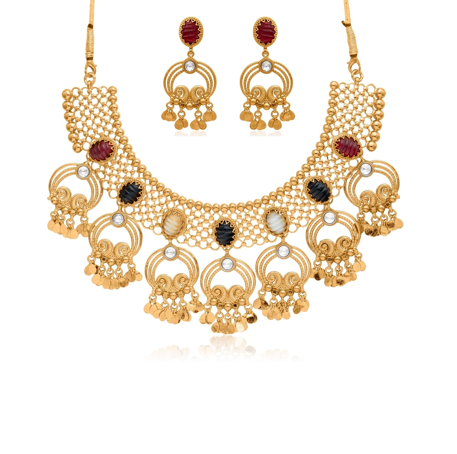 Quartz muse gold necklace set – handcrafted gold NECKLACE SETS