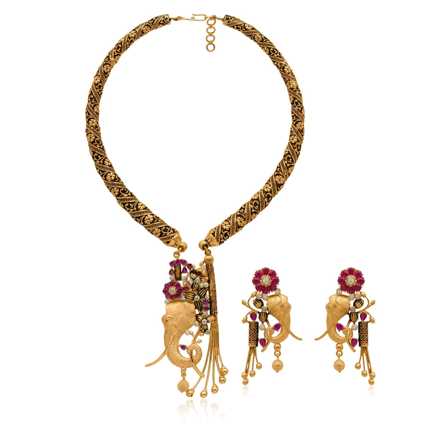 Ganapati vandana gold necklace set – handcrafted gold NECKLACE SETS