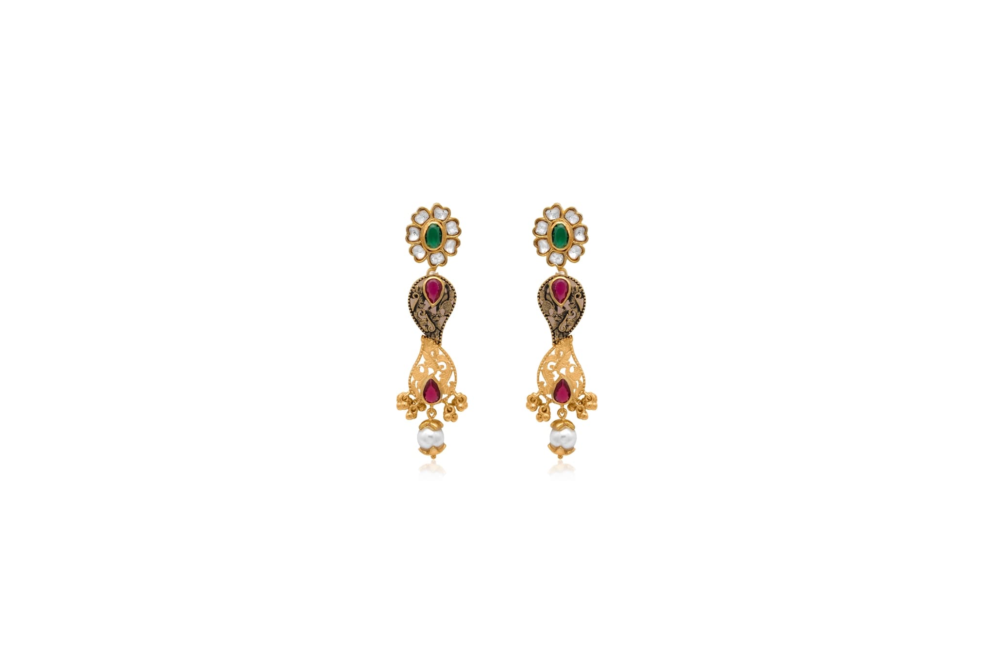 Jewel cascade gold necklace set – handcrafted gold NECKLACE SETS (alternate view)