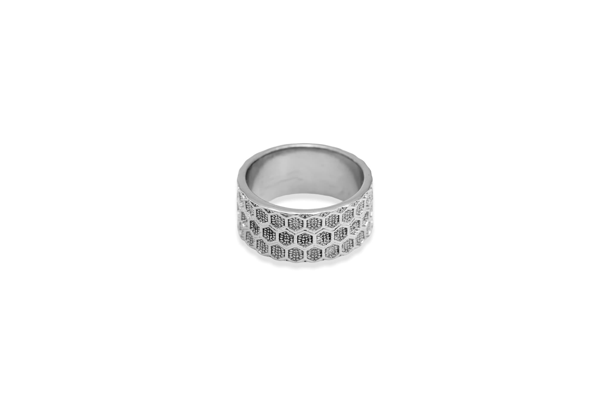 ARCHITECTURAL HIVE SILVER RING