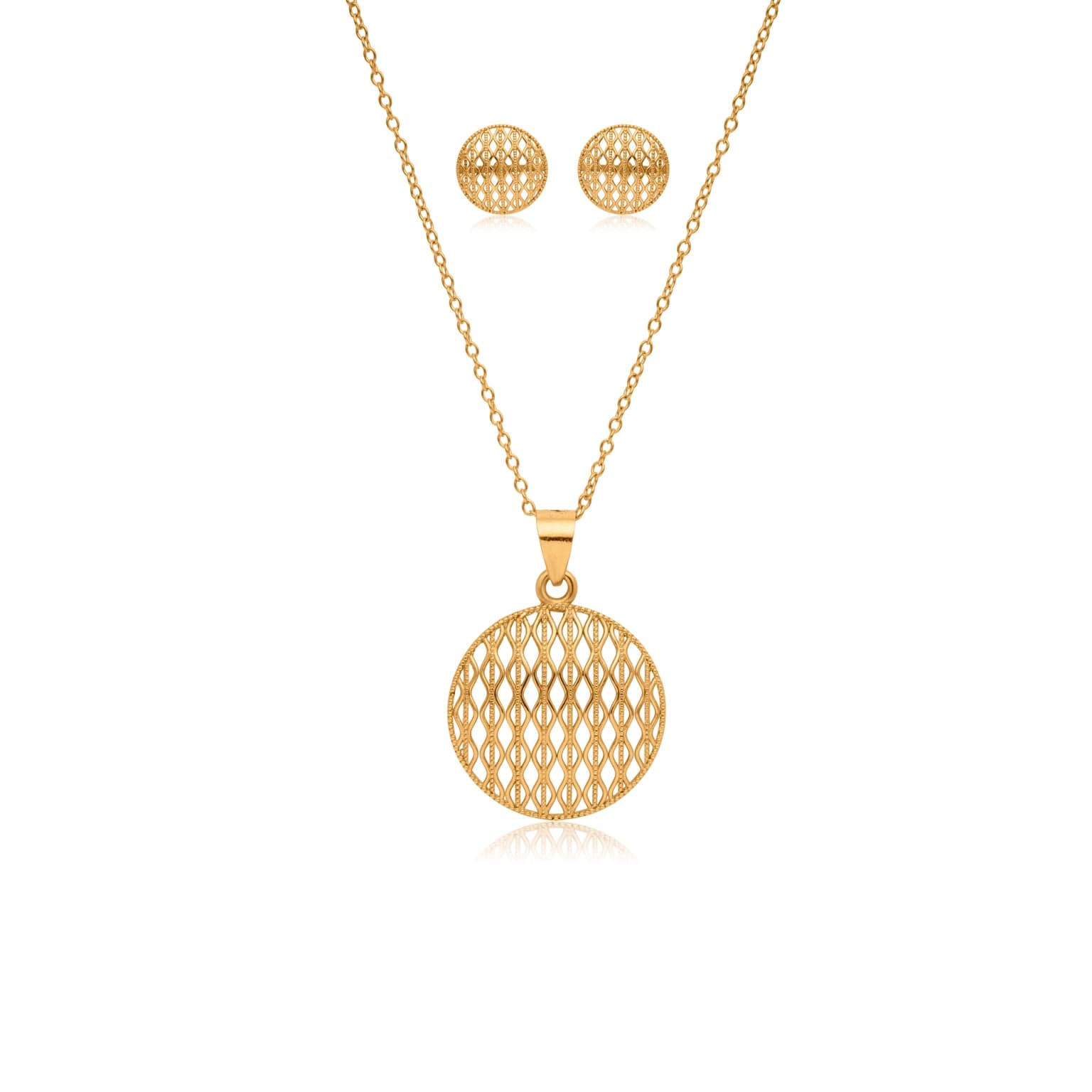 Beautiful gold lattice pendant set – handcrafted gold Pendant Sets