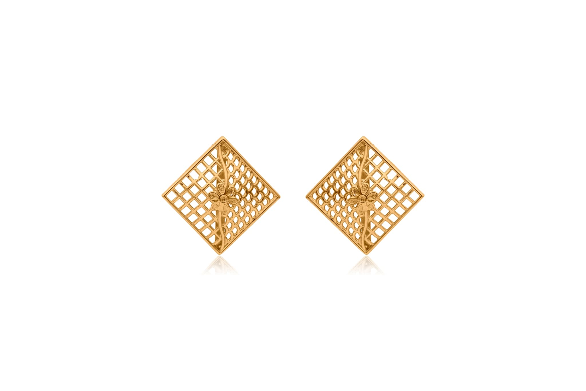 Geometric bloom gold pendant set – handcrafted gold Pendant Sets (alternate view)