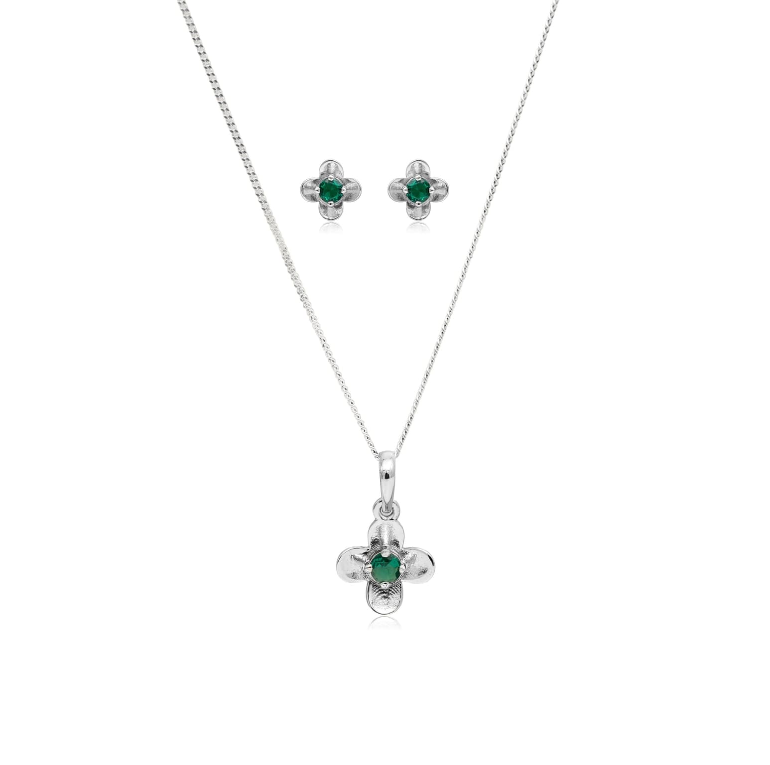 Green blossom silver pendant set – handcrafted silver Pendant Sets