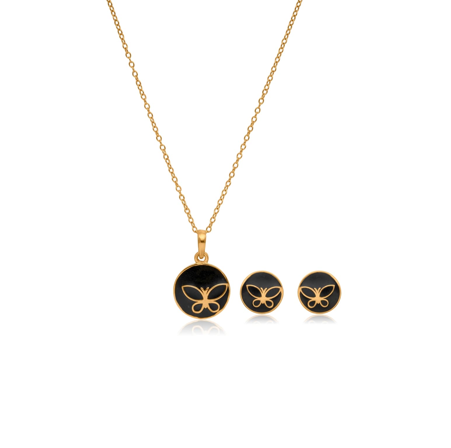 Shadow wing gold pendant set – handcrafted gold Pendant Sets