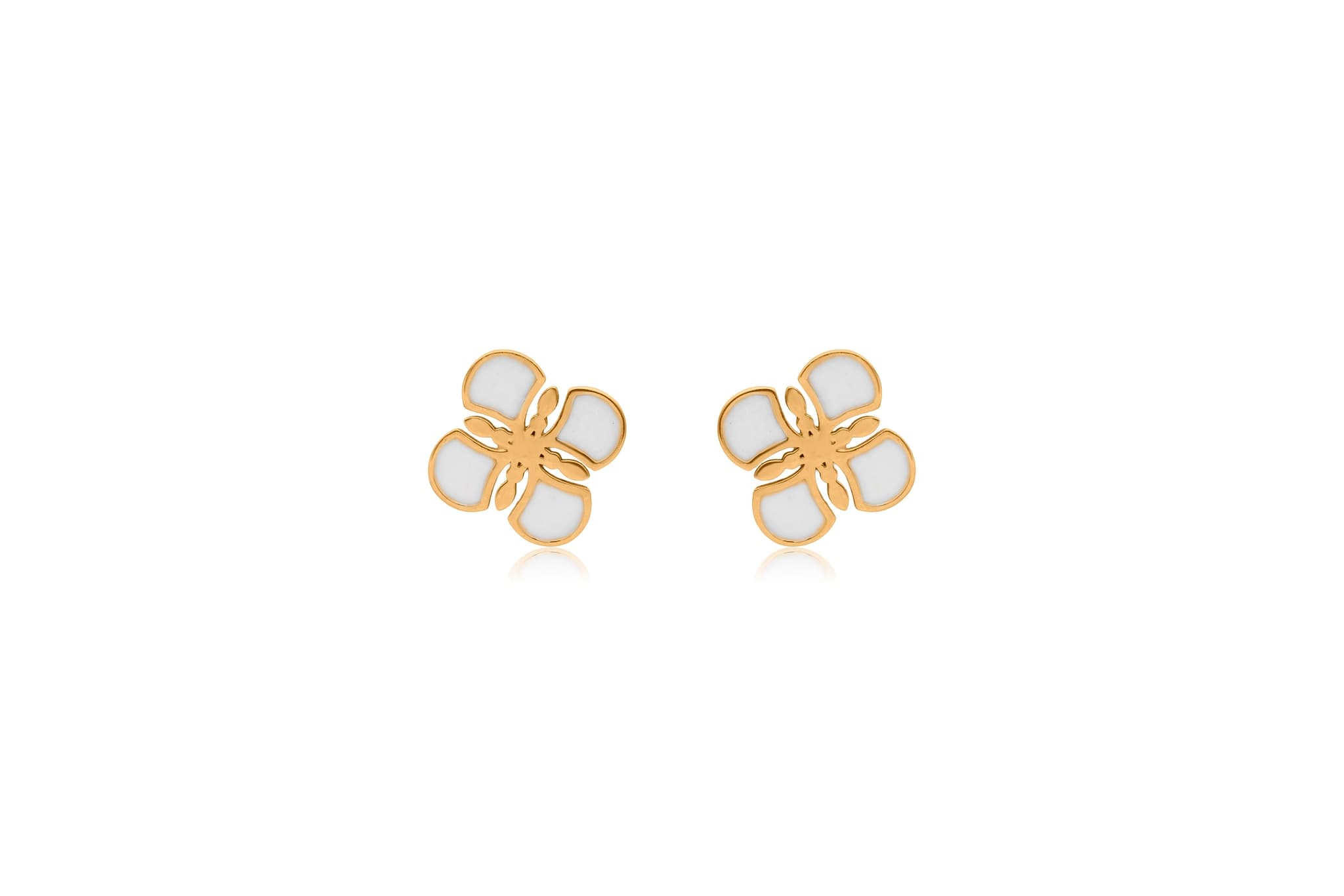 White orchid gold pendant set – handcrafted gold Pendant Sets (alternate view)