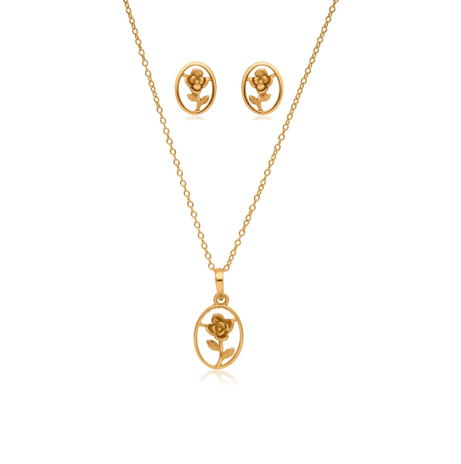 Gold rose pendant set – handcrafted gold Pendant Sets