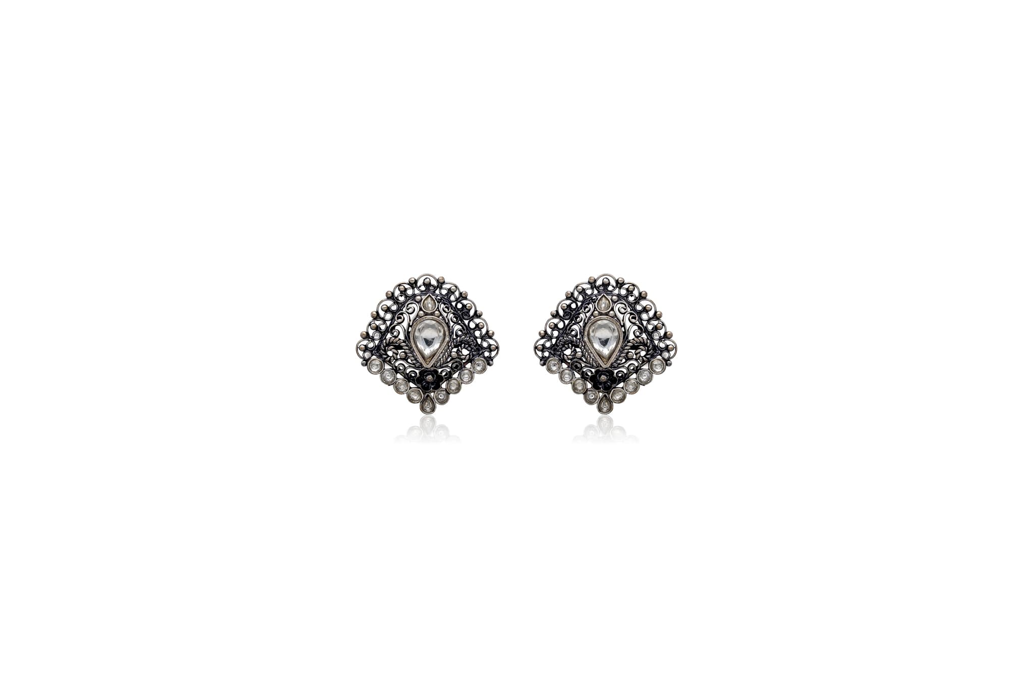 Exquisite silver stud earrings – handcrafted silver EARRINGS (alternate view)
