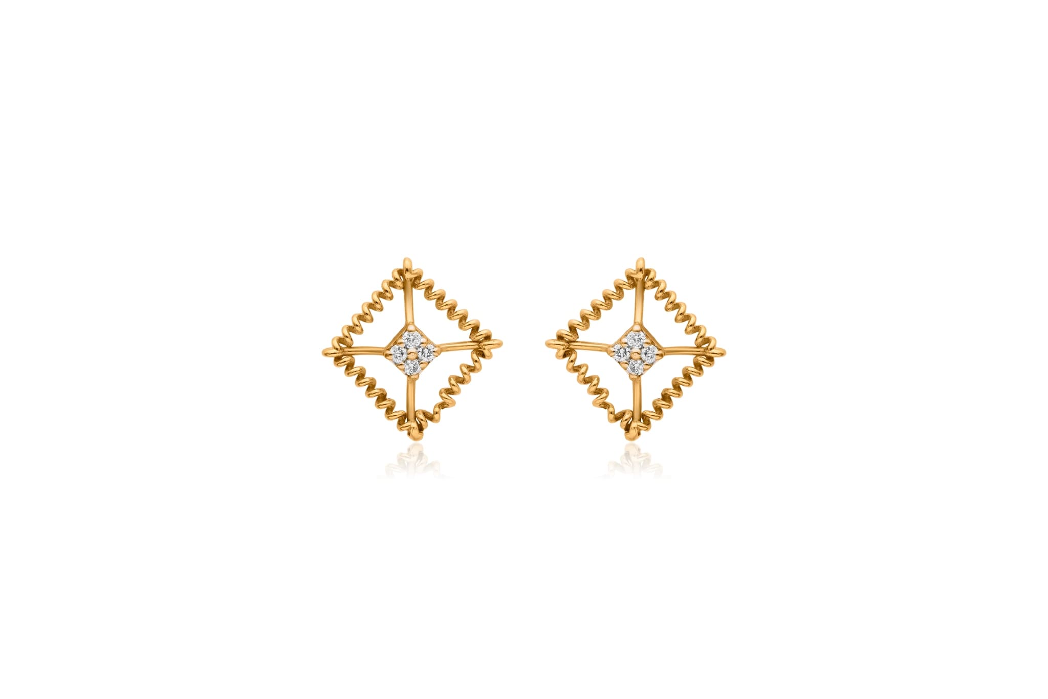 Glowing square diamond pendant set – handcrafted gold Pendant Sets (alternate view)