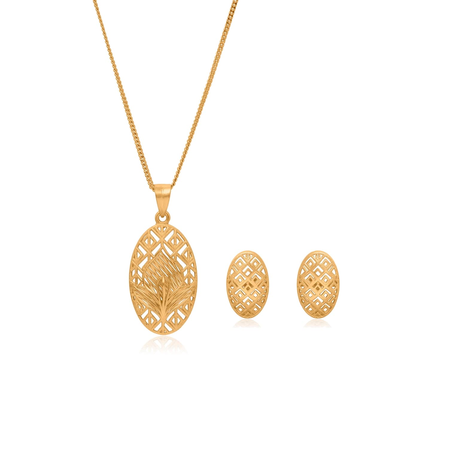 Oval foliage silver pendant set – handcrafted silver Pendant Sets