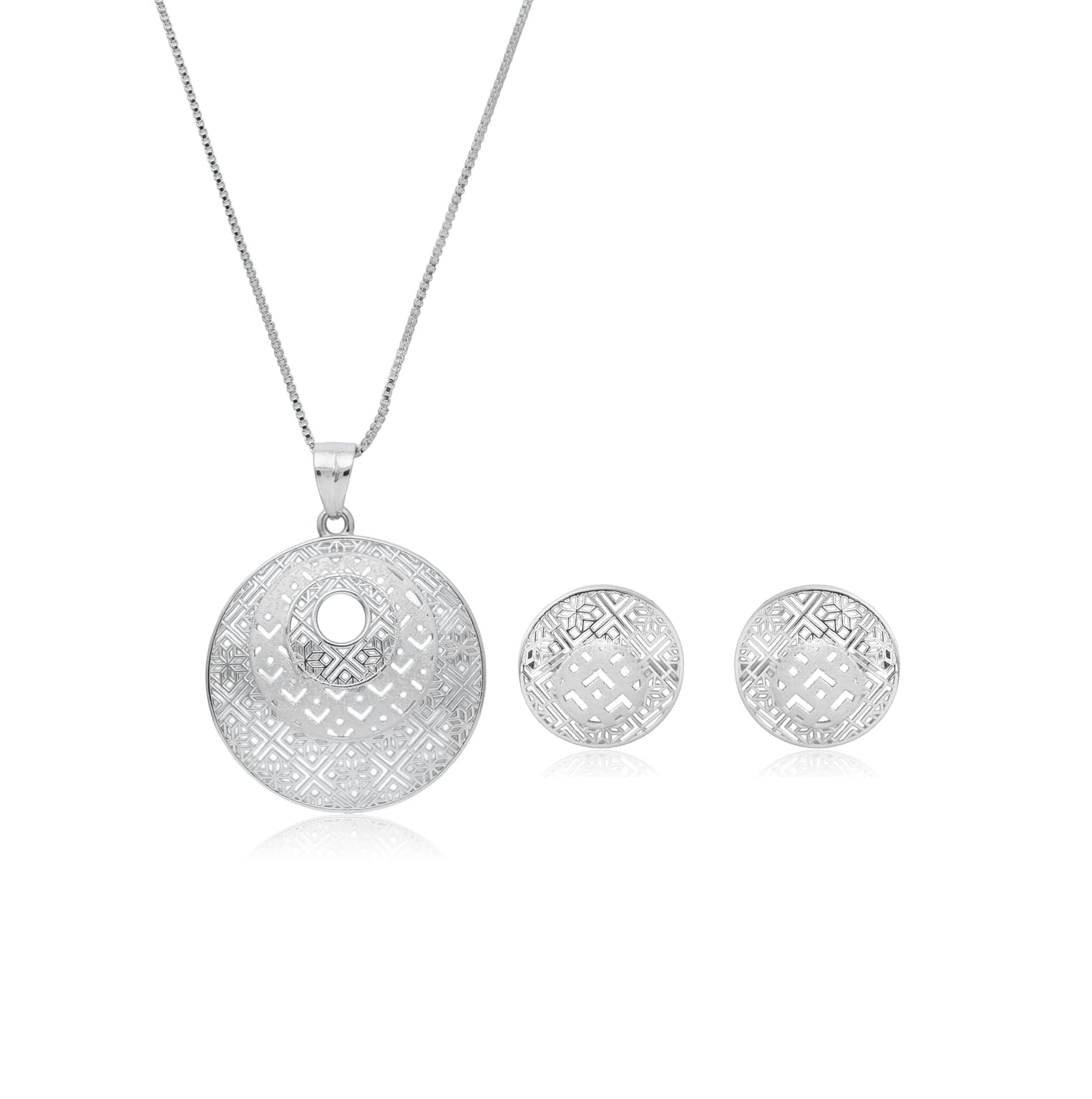 Luna latticework silver pendant set – handcrafted silver Pendant Sets