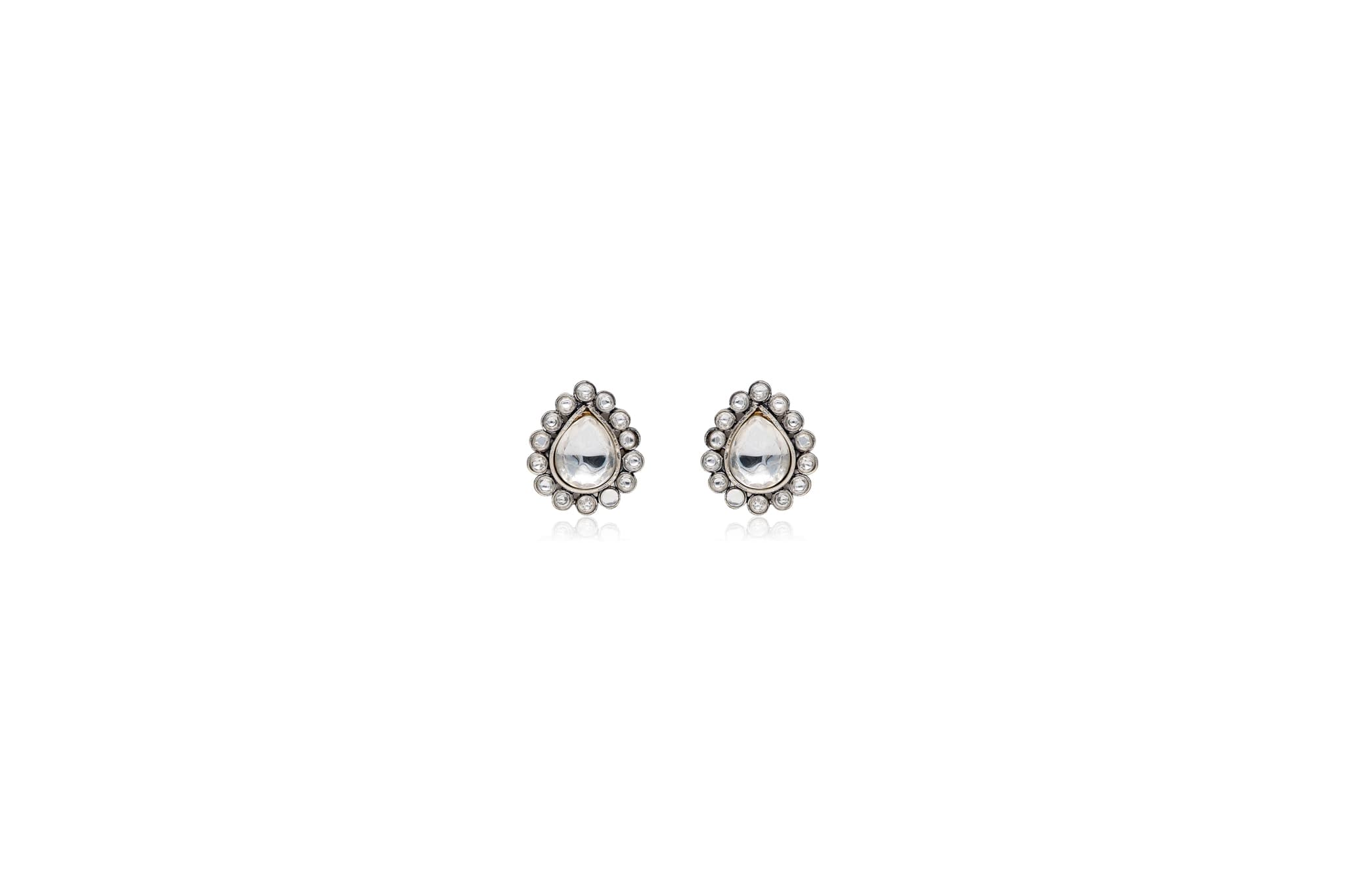 Classic kundan silver earrings – handcrafted silver EARRINGS (alternate view)