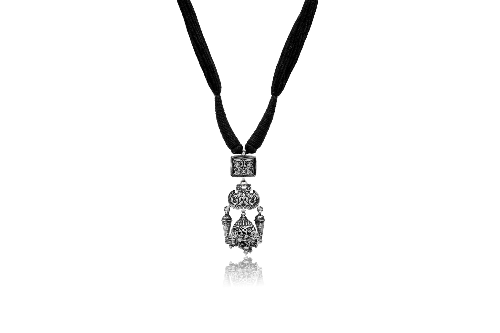 Temple bell reflection silver pendant – handcrafted silver Necklaces