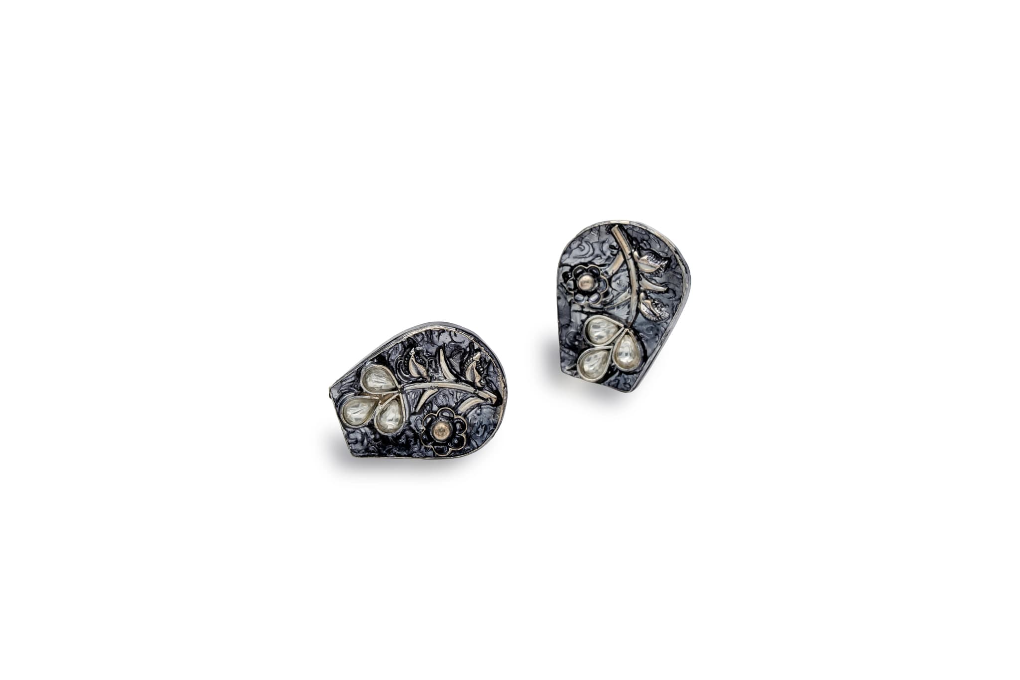 Shubh kulo silver stud earrings – handcrafted silver EARRINGS (alternate view)