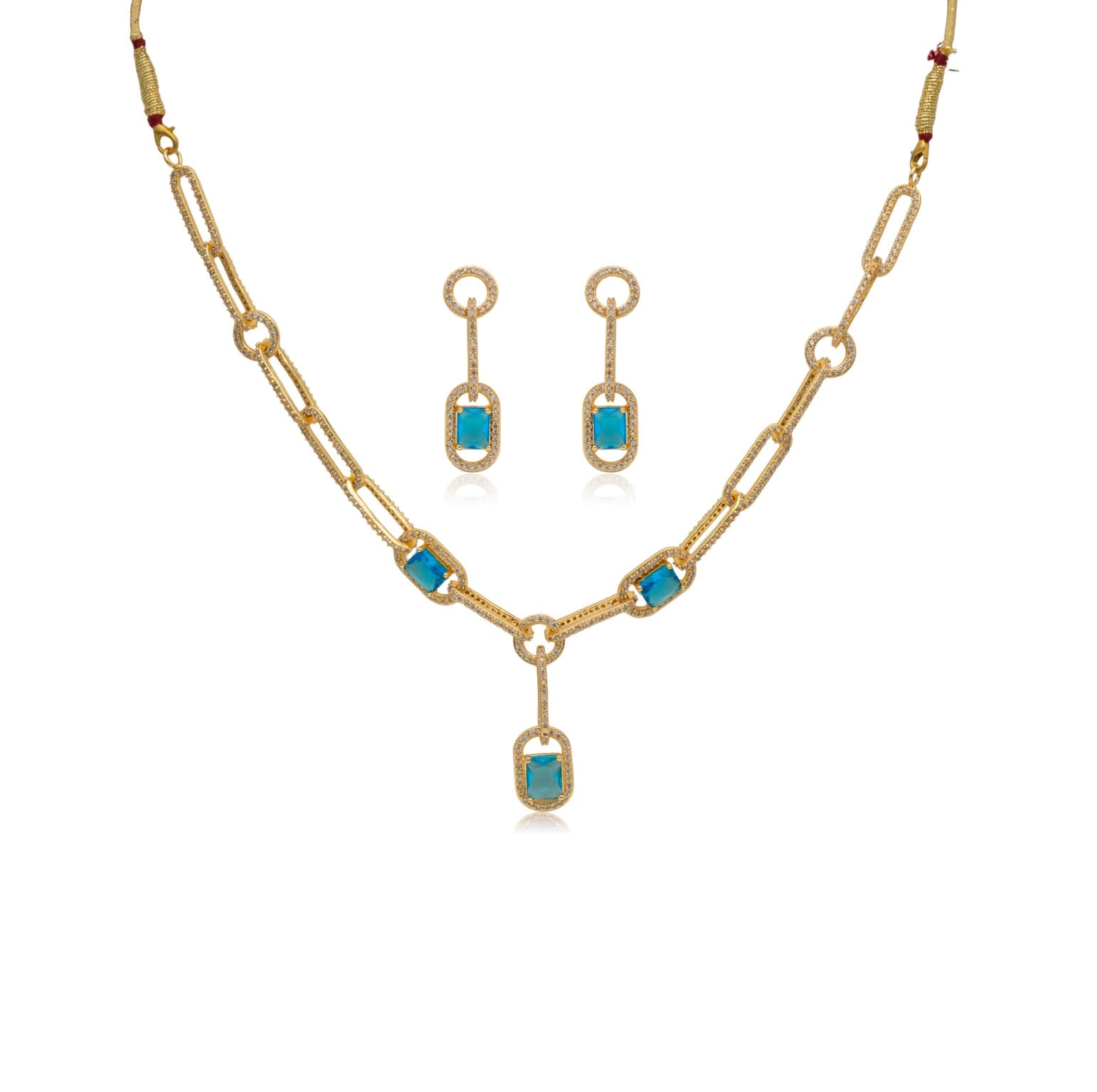 Topaz chain silver necklace set – handcrafted silver NECKLACE SETS