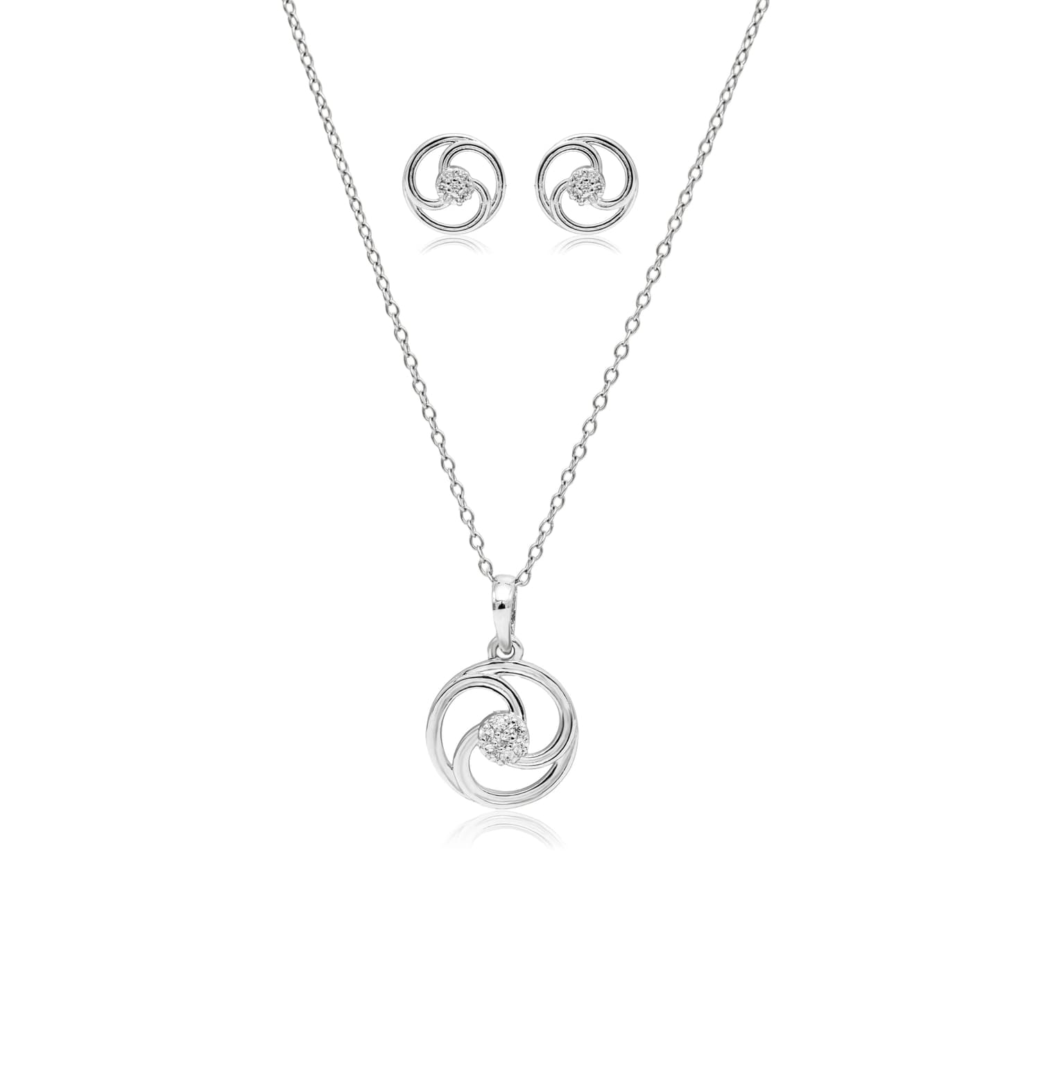 Moonlit swirl silver pendant set – handcrafted silver Pendant Sets